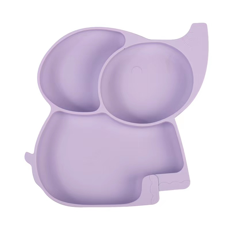 Imulevyt vauvoille silikoni elefanttilevy Komplementaarinen ruokasarja imeväisille Elephant BPA Free Baby Dinner Bowl Silikoni Custom Color Adcildble Dinner jaettu lautaselle lapsille